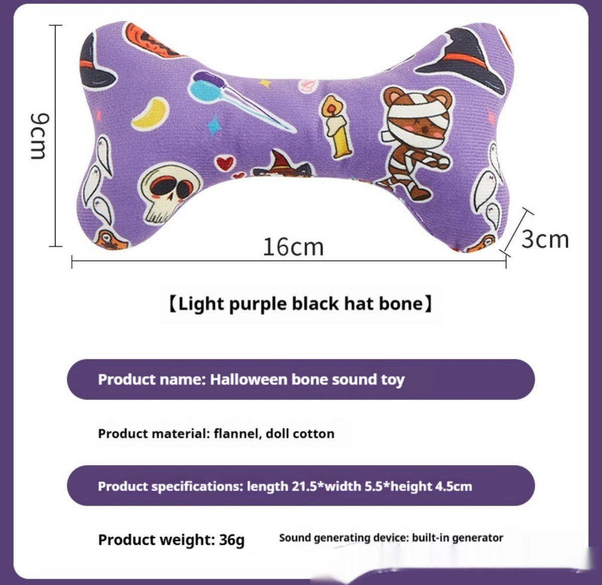 Squeaky Halloween Dog Bone Toy | Velcora
