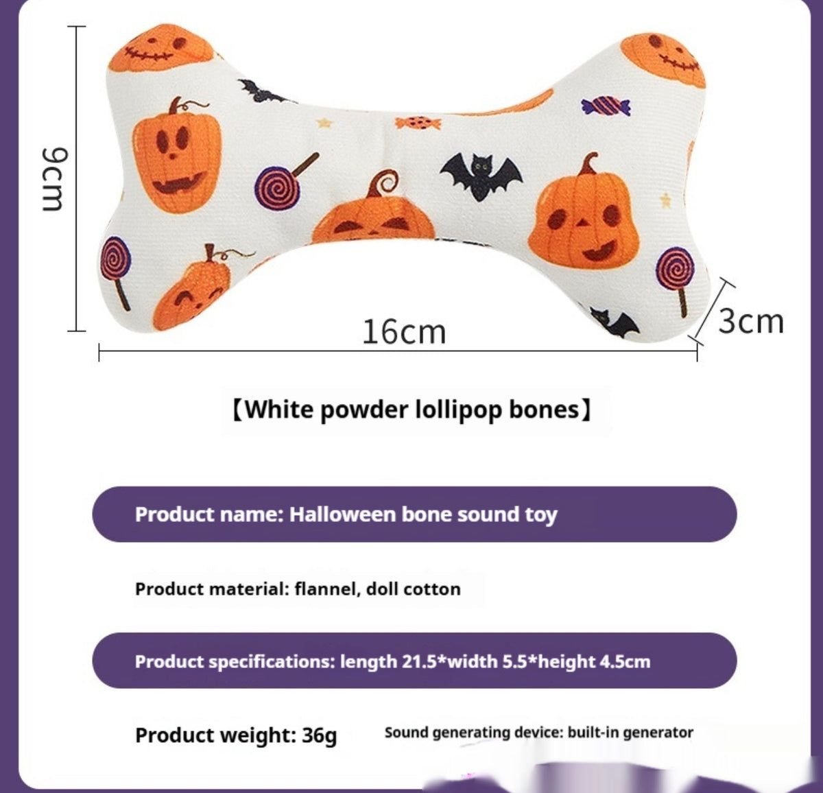 Squeaky Halloween Dog Bone Toy | Velcora